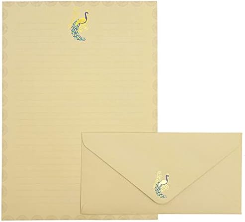 נייר נייר מכתבים של טווס טווס ומערכת מעטפות, נייר זהב