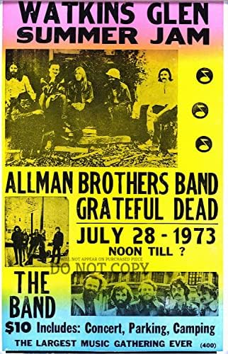 ווטקינס גלן קיץ ג'אם 1973 פוסטר קונצרט וינטג '11 x 17 - feat. אחים אלמן, Grateful Dead, הלהקה - הדפס פוסטר תמונות