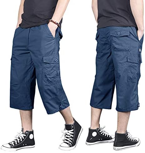 מגניבית גברים של קאפרי מכנסיים קצרים מטען מזדמן טיולים צבאי טקטי מתחת לברך מכנסיים קצרים 3/4 מכנסיים קצרים מטען עם רב