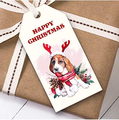 תגי מתנה לחג המולד כלב ביגל חמוד