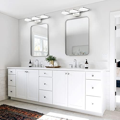גופי תאורה לאמבטיה אוקלי 3 אור כרום מודרני אורות אמבטיה ניתנים לעמעום מעל מראה 360 ונורות יהירות לד מסתובבות לאמבטיה