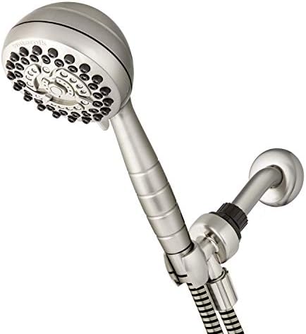Waterpik לחץ גבוה בלחץ גבוה עיסוי ראש מקלחת בעבודת יד, 2.5 GPM, ראש מקלחת מנותק של ניקל מוברש עם 7 הגדרות ריסוס וצינור