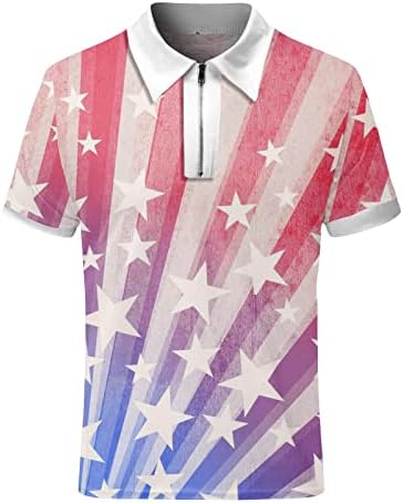 חולצות פולו דגל ארהב לגברים פטריוטיות 4 ביולי חולצות טריקו קיץ שרוולים קצרים מזדמנים וינטג 'פולו ספורט גולף