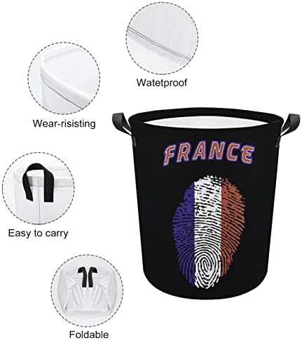 צרפת טביעת אצבע כביסה סל כביסה מתקפל סל כביסה בגדי אחסון תיק
