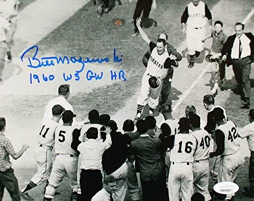 ביל מזרוסקי חתימה 8x10 1960 GW WS Run Home Photo -JSA W *כחול - תמונות MLB עם חתימה